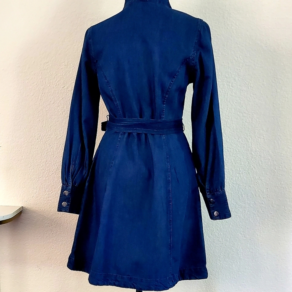 Belted Blue Denim Dress - Picture 3 of 4